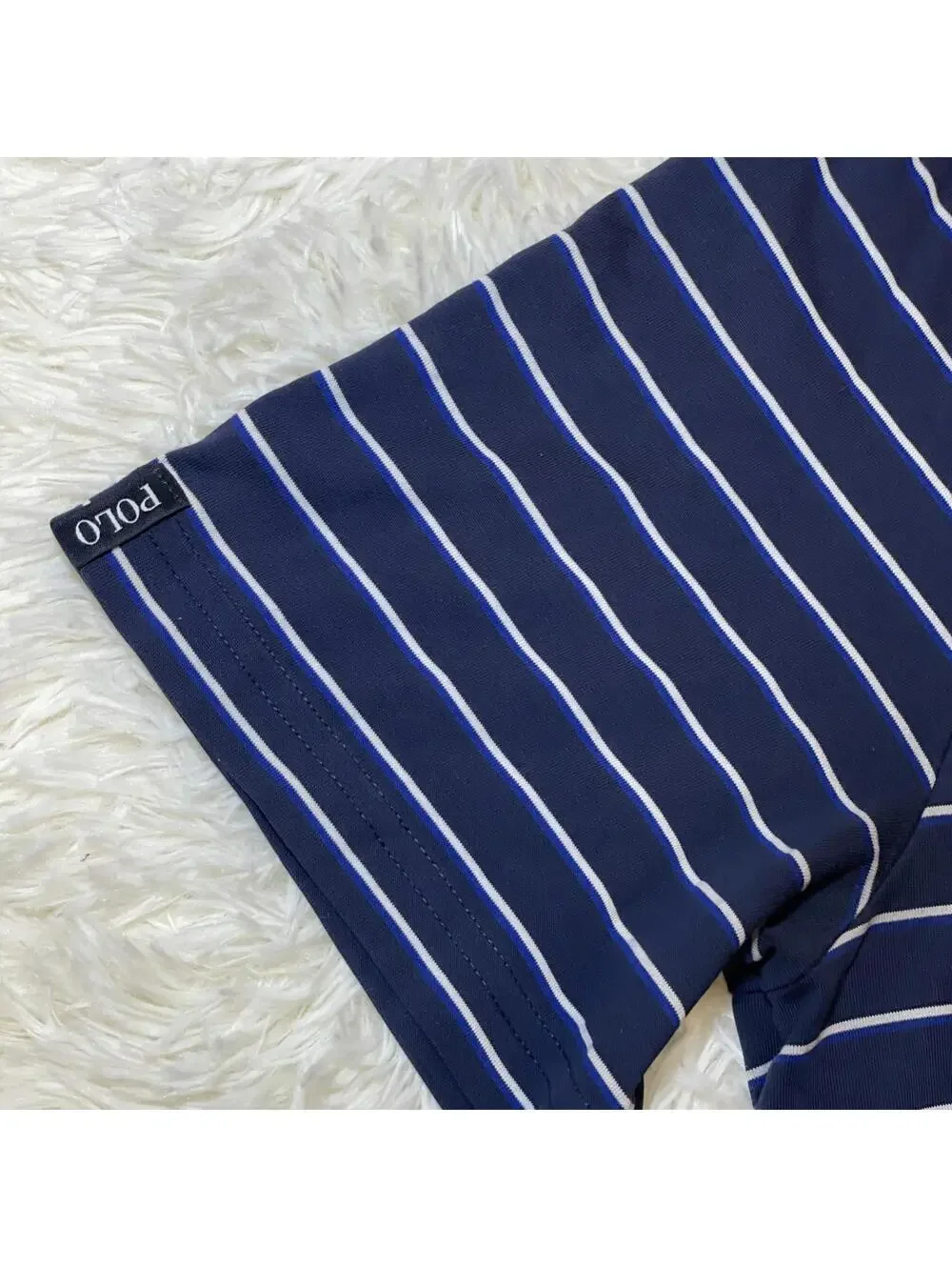 Polo Golf Ralph Lauren Men’s Shirt Sz L Blue Striped S/S Cotton Polyester Blend